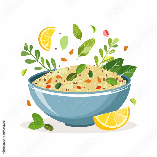 Quinoasalat mit Zitrone und frischen Kräutern leicht und modern