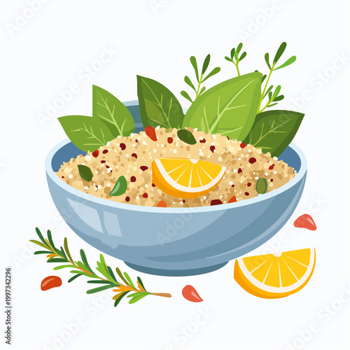 Quinoasalat mit Zitrone und frischen Kräutern leicht und modern