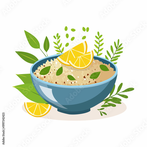 Quinoasalat mit Zitrone und frischen Kräutern leicht und modern