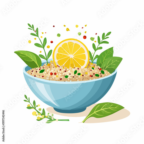 Quinoasalat mit Zitrone und frischen Kräutern leicht und modern