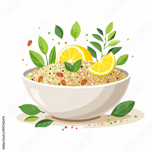 Quinoasalat mit Zitrone und frischen Kräutern leicht und modern