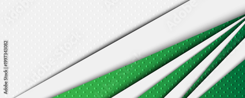Abstract Green and White Geometric Layered Background with Dotted Texture. Vector Illustration