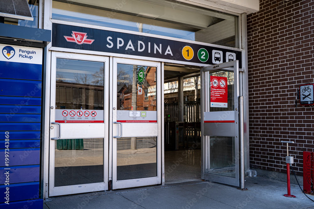 Fototapeta premium View of Spadina subway station entrance. Toronto, Canada - April 22, 2026.