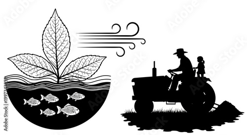 Man and child on a tractor.