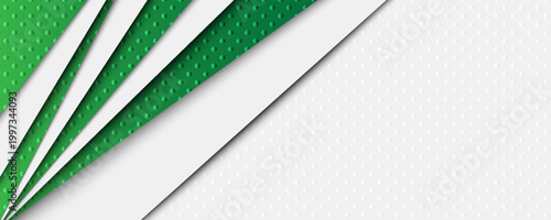 Abstract Green and White Geometric Layered Background with Dotted Texture. Vector Illustration