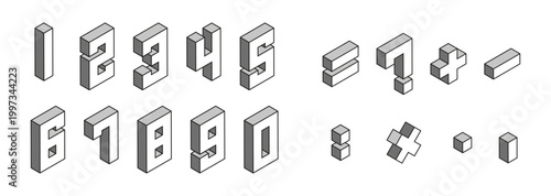 Isometric numbers and mathematical symbols.