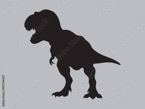 Tyrannosaurus Rex Silhouette Illustration on Grey Background