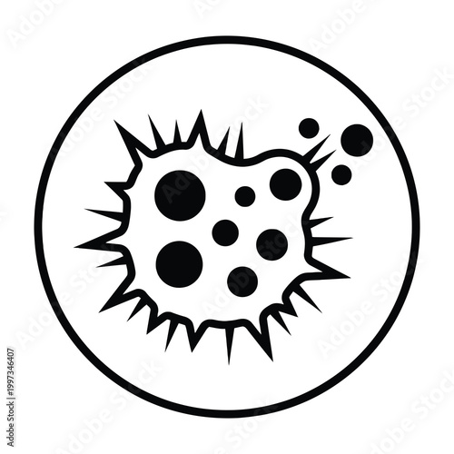 Viral infection cell illustration with budding viruses