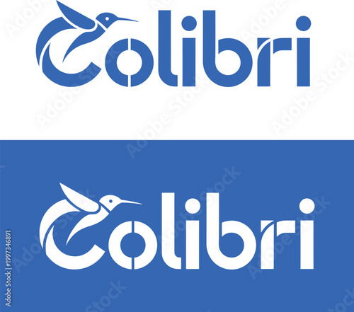 Colibri logo design with hummingbird icon and modern typography