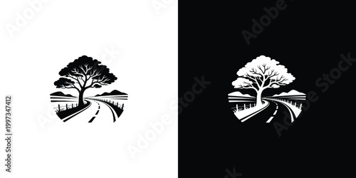 Black and white of two stylized daisies with detailed petals and leaves black background, white daisy