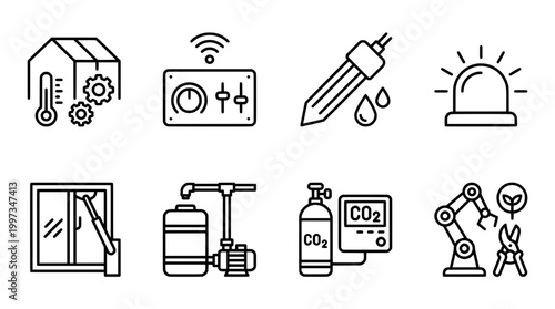 Smart farming and automation icons for modern agricultural applications
