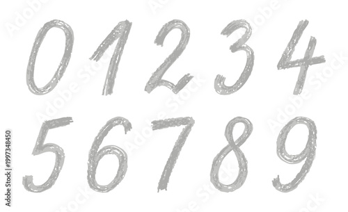 Hand drawn numbers numbers zero to nine in doodle style