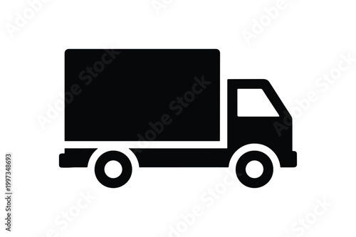 Box truck silhouette vector, delivery cargo vehicle for logistics shipping and transport company branding