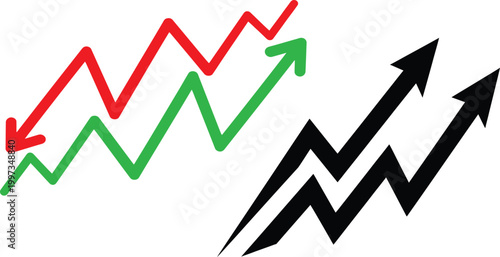 Financial growth and market trends upward arrows and silhouette