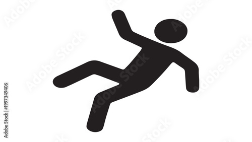 Warning sign symbol for slippery floor, wet surface, or work safety hazard.