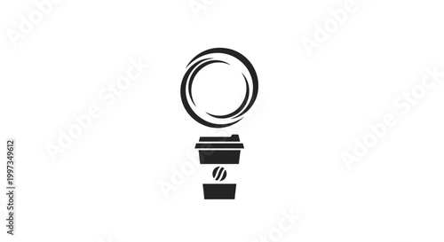 Black coffee cup with swirling steam.