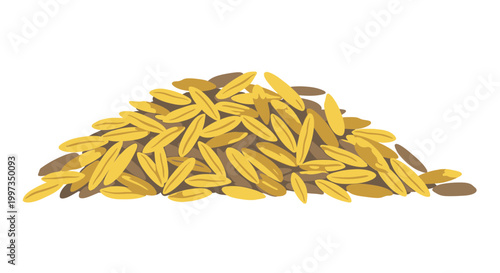 Pile of golden wheat grains stacked.