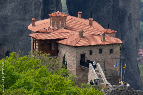 Photos A high-angle view of the Holy Monastery of Rousanou (Saint Barbara), highlightin