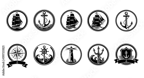 Nautical Maritime Sailing Ship and Navy Anchor Badges