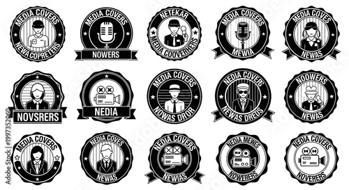 Journalism Media Reporter and News Press Badge Collection