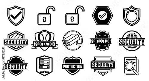 Global Network Security and Data Protection Icon Set
