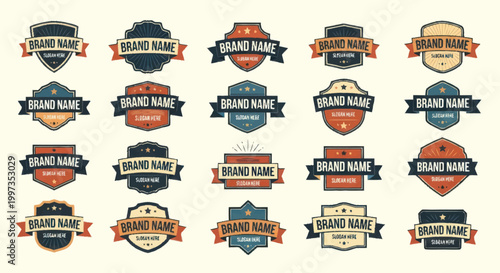 Collection of Vintage Brand Name Labels and Badges.