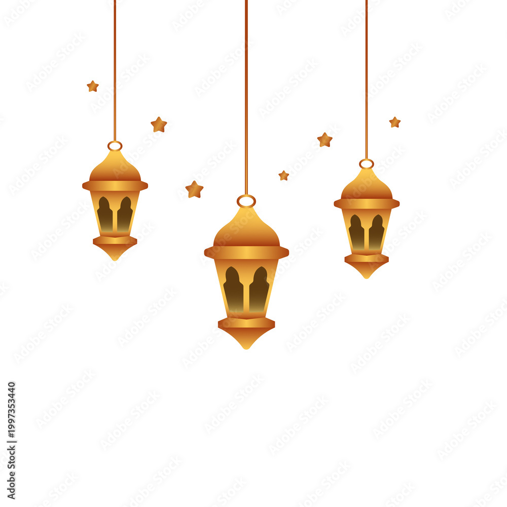 Obraz premium Golden lanterns hang with stars