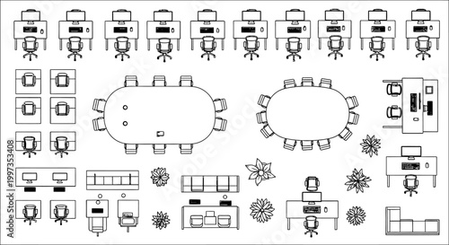 office floor plan vector illustration flat design for interior layout and furniture arrangement
