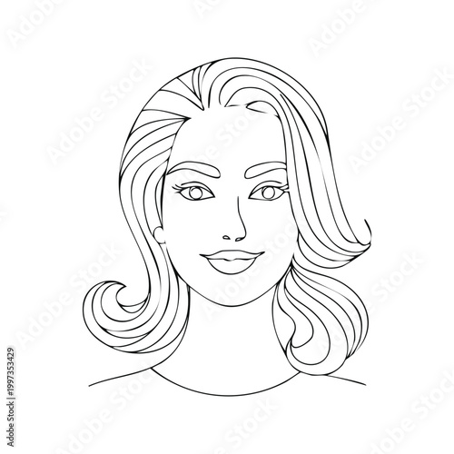 Woman Face Simple Line Art of a Stylish Design Beauty Portrait