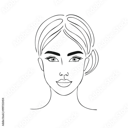 Woman Line Art Face Beauty and Fashion Portrait Art Design
