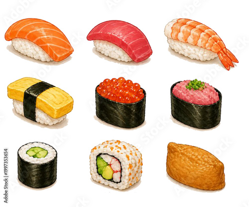 set of sushi vector illustration