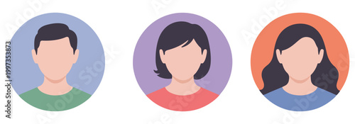 Foto Cartoon People Icons in Circles