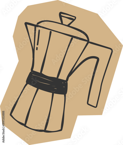 Moka Pot Coffee Maker Doodle Scrapbook Paper