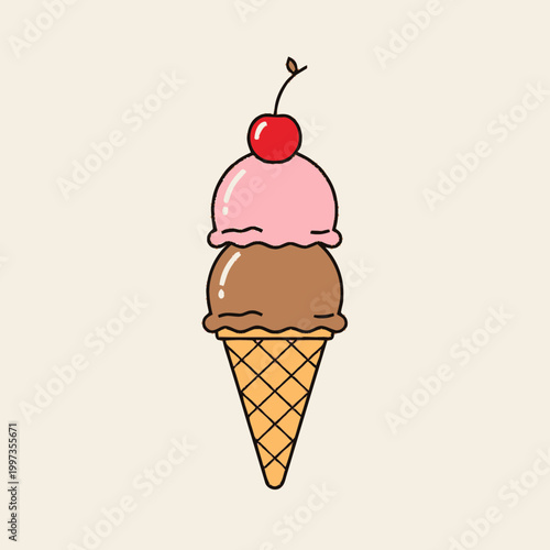 Colorful ice cream cone dessert.