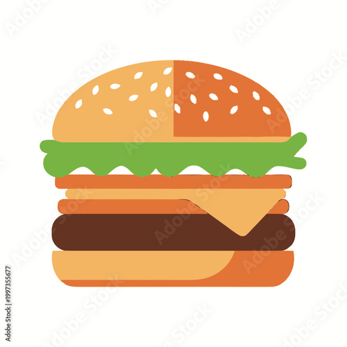 Colorful illustration of a hamburger.