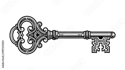 vintage key isolated on white