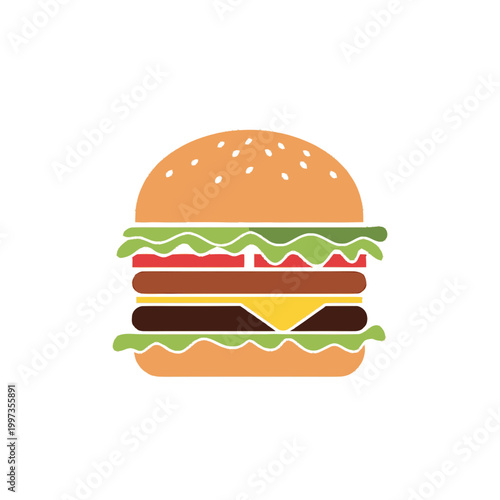 Delicious burger with cheese and lettuce.