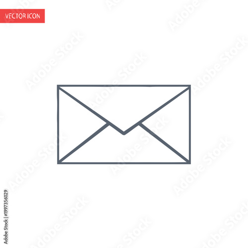 Envelope Icon Simple Line Drawing.