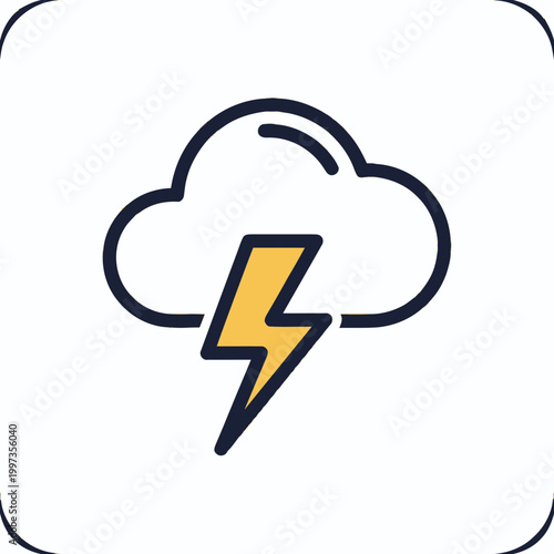 Electric Storm Weather Cloud Icon.