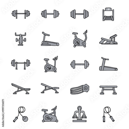 Fitness equipment icons.