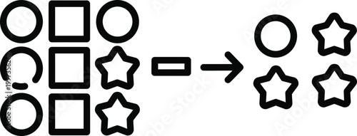 Geometric Shapes Transformation: Circles, Squares, Stars to Circles and Stars