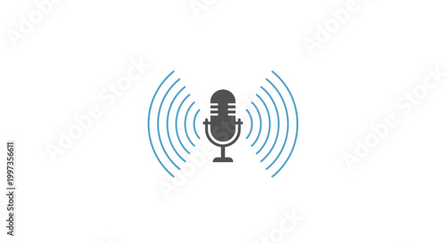 Microphone with sound waves icon.