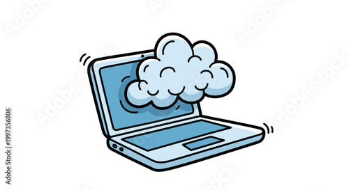 Cloud computing concept with laptop.