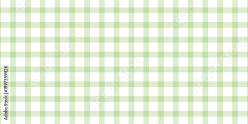 Green and white plaid fabric texture background. Seamless pattern checkered wallpaper.Eps10
