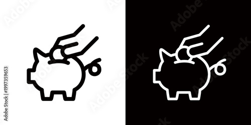 豚の貯金箱のアイコン,貯金することを表すアイコン