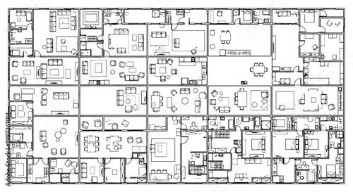 architectural floor plan layouts with furniture and room details interior design concept