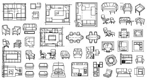architectural furniture and interior design floor plans cad blocks a collection of elements