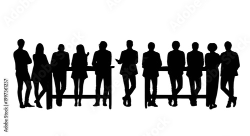 Silhouette people walking together outdoors isolated on transparent background, Vector