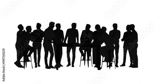 Group of business people walking together isolated on transparent background, Vector