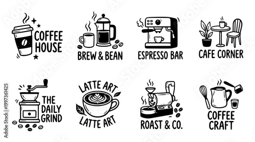 Coffee Shop Icons and Illustrations - Doodle Style